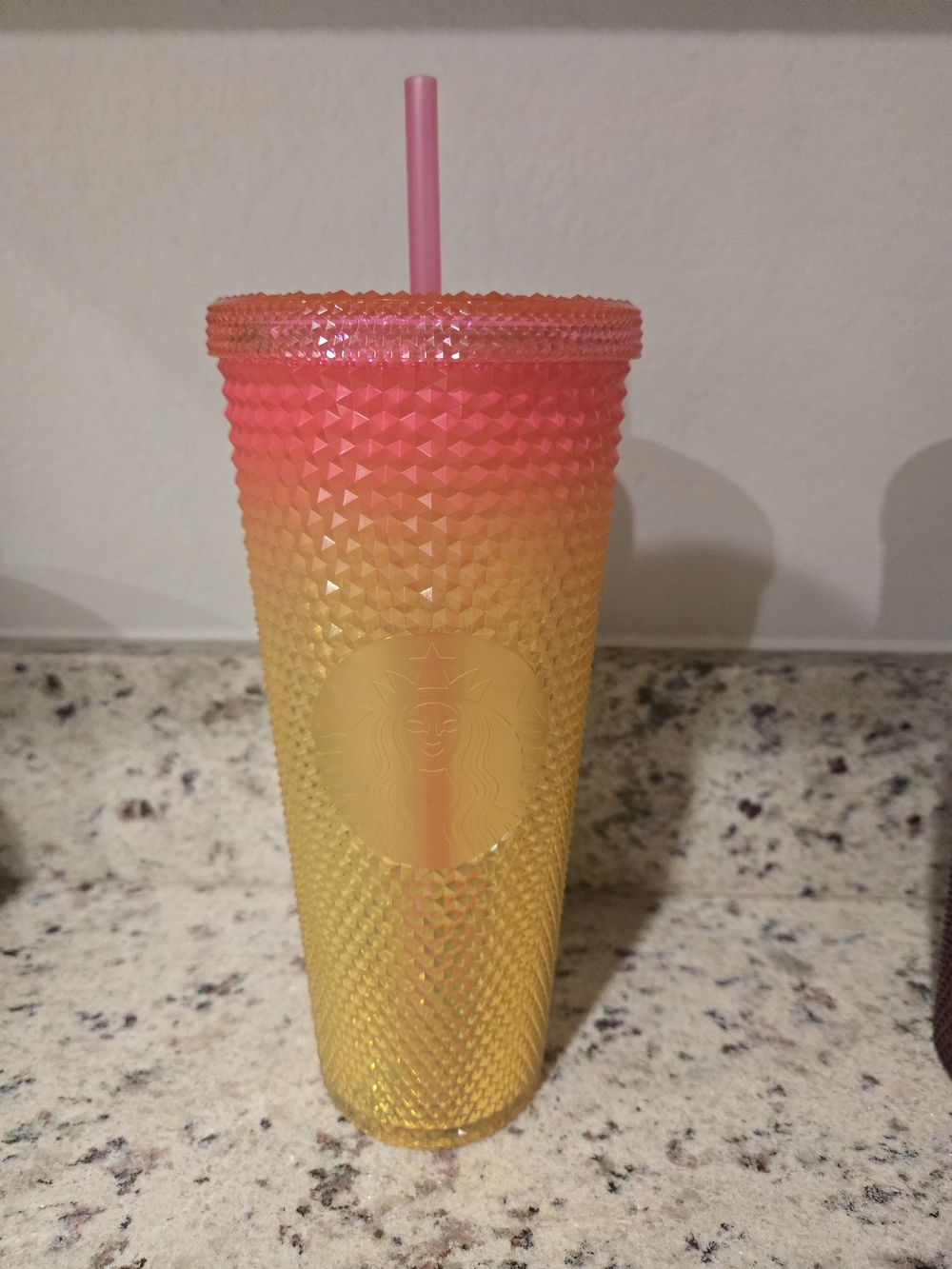 Starbucks Pink to Yellow Ombre Studded Tumbler with Straw